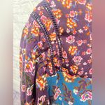 Anthropologie  Blouse Top Maroon Pink Floral Shirt Size medium Long Sleeve V Neck Photo 3