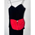 1980s Jitwo’s by Harmon & Co Black Velvet Cocktail Dress w Red Bow XS Photo 3