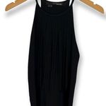360 Sweater | XS | Black Knit Tank Long Fringe Front Made with Italian Yarn Photo 3