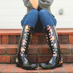 Sadie Robertson Roma tall floral lace boots 7 Black Photo 8