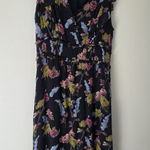 Paige  Katharina Silk Black & Floral Print Midi Dress Photo 0