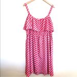 American Rag Laguna dress 1X coral striped ruffle shift spaghetti strap NEW Photo 4