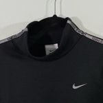 Nike  Pro Women's Black Silver Giltter Tape Mock Neck Therma Fit Top Size S Photo 4
