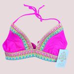 Becca NWT  Delilah Crochet Halter Bikini Top - Med‎ Photo 3