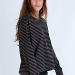 Marc Cain Women’s Stripe Waist tie Top Casual Striped Shirt Khaki/black Size XL Black Photo 2