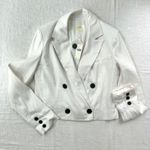 Anthropologie Maeve Linen Cropped Blazer Double Breasted Jacket Button White S Photo 3