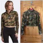 Adidas  Originals Women's Cotton Camo Cropped Half-Zip Sweatshirt Top $65 EUC S Photo 1