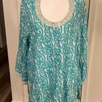 Escapada  Montreux beaded tunic 3/4 bell sleeves NWT size XL blouse aqua teal Photo 4
