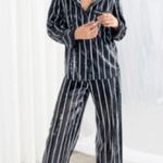 & Other Stories & Other Stories Striped Sequin Lounge Shirt NWTs Black White size 4 Photo 4