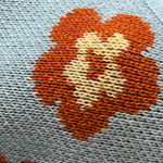 ZARA Boho Small Light Blue Orange Flower Knit Spaghetti Strap Tank Crop Top Photo 3