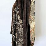 Vocal  Brown Embellished Mixed Media Waffle Thermal Kimono Cardigan Size Medium Photo 1
