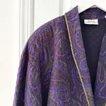 Linda Allard Ellen Tracy Purple Paisley Silk Quilted Vintage Rope Trim Jacket M Size M Photo 2