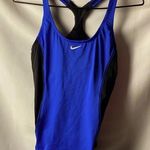 Nike WO SIZE MEDIUM BLUE BLACK ATHLETIC T BACK TOP BUILT IN PADDED BRA CLEAN Photo 0