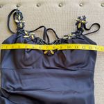 Betsy and Adam  Black Satin Dress with Floral Embellishments Size 6 Photo 5