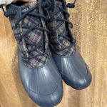 Sperry Navy Blue Saltwater Wool Plaid Duck Winter Boots Waterproof Snow Size 8 Photo 2