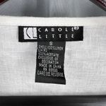 Carole Little White Linen Top Button Embellished Shell Buttons Scoop Neck Size S Photo 3