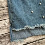 Miami Women's Cutoff Jean Faux Pearl Mini Skirt Light Blue Denim M Med Medium Photo 5