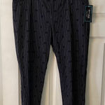 Attyre Black Ankle Pants with White Stripes Pull on size 12 inseam 28” brand ne Photo 0
