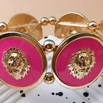 Fashion Jewelry Gold and Pink Bold Bracelet Photo 0
