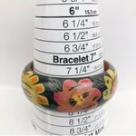 Hand Painted Chunky Wood Bracelets Bangles Set/3 Bohemian Artsy Jewelry Black Photo 5