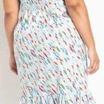 Eloquii  Tie‎ Shoulder Structured Midi Dress Blue Multicolored, 16 Photo 1
