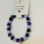 Handmade Mermaid Resin & Glass Beaded Silver Flower Spacers 7"  Bracelet Photo 1