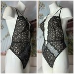 Victoria's Secret  Black Nude Lace Mesh Bodysuit Teddy Thong Lingerie XL Photo 3