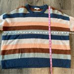 Madewell Pullover Sweater in Elmwood Stripe Orange Blue Size Medium Alpaca Wool Photo 7