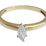 14K 14KT Marquise Cut Diamonique Cubic Zirconia Yellow Gold Ring Sz 8.75 Photo 5