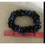 Stretch Bracelet Faceted Glass Beads Black &‎ Blue Tone Blue Hues Sparkle Photo 2