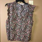 BB Dakota X Steve Madden Ditsy Floral Ruffle Tie Babydoll Cap Sleeve Top Black L Photo 1