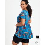 Torrid Babydoll Slub Scoop Neck Tiered Top Blue Size 00 / Medium Photo 1