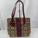 Coach Y2k  Signature Python Stripe Tote Bag Raspberry Photo 2