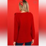 Red Dress Boutique  Fire Away Ruby Red Sweater Ruffle Front Metallic Trim M Photo 3