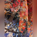 Julia Jordan Blue Orange Sheath Midi Dress Round Crew Neck Sleeveless w pockets Photo 9