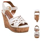 Indigo rd. Women's White Francesca’s Interlaced Strap Wedge Cork Sandals Size 10 Photo 1