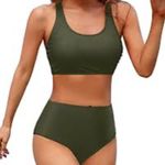 Tempt Me High Waisted Bikini Swimsuits Bottom-Army Green -  Photo 2