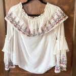 White House | Black Market WHBM Off the Shoulder Embroidered Swiss Dot Blouse sz small Photo 3