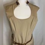Cache Womens 14 Gold Buckle Embellishment Bodycon Sheath Dress Beige Tan Belt Photo 8