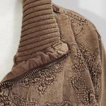 Denim & Co. Brown Bomber Sweater Jacket Size Medium Brown Zip Photo 3