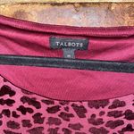 Talbots Maroon Red Velvet Burnout 3/4 Sleeve Leopard Animal Top Women's Medium Photo 3