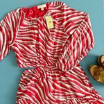 Michael Kors NWT Zebra Print Cotton Lawn Cutout Pink Long Sleeve Mini Dress Photo 7