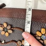 Brighton Vintage Brown Leather Wood Beaded Crossbody Handbag Purse Boho Bag Photo 6