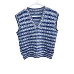 Handmade Large Multicolor Vneck Geometric Pattern Sleeveless Unisex Sweater Vest Vintage Photo 1
