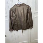 B Collection Women's Bronze Metallic Leather Blazer Jacket XL Lapel Collar‎ Gold Photo 6
