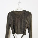 Reformation [] Metallic Gold Sparkle Tie Front Long Sleeve Jupiter Top Sz Large L Photo 7