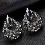 Elegant Chic Black Crystal Stud Earrings for Women Photo 0