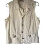 Chico's Cargo Vintage Size 1 Medium White Cotton Boho Tropical Outdoor Vest Photo 0