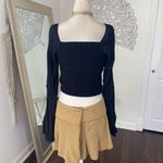 Romantic Goth Black Scrunched Cropped Flare Sleeve Bow Detail Top S Photo 5