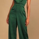 Lulus Look Of Emerald Green Satin Jumpsuit Photo 0